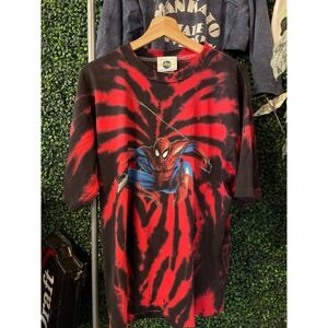 vtg 90s SPIDERMAN MARVEL STUDIOS Tee large // vintage comic superhero tie-dye